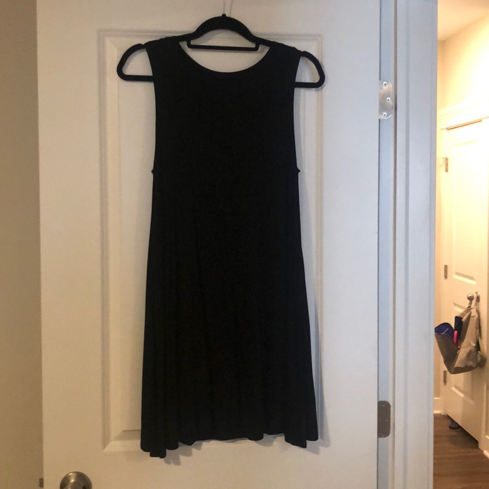 Black Open Back with Fringe Sleeveless Dress